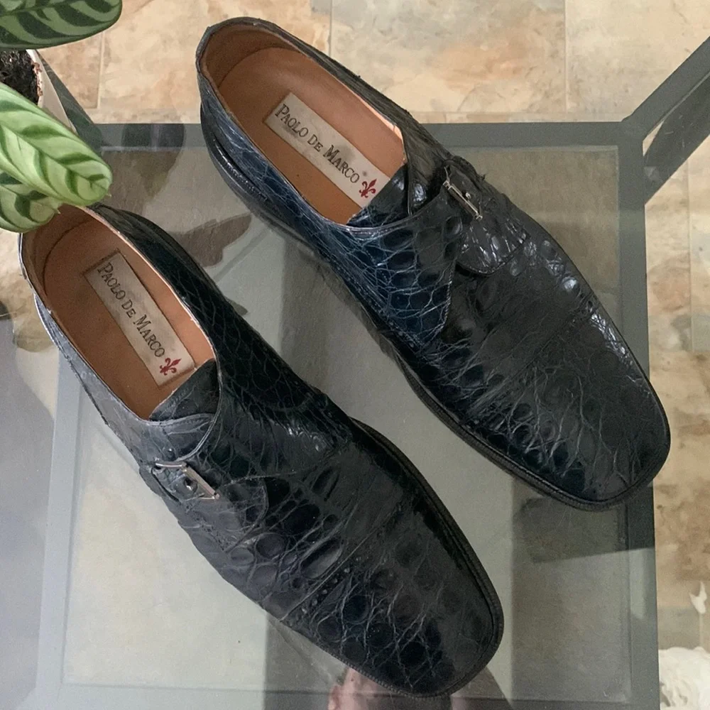 Genuine Crocodile Monk Strap Leather Loafers | PAOLO DE MARCO